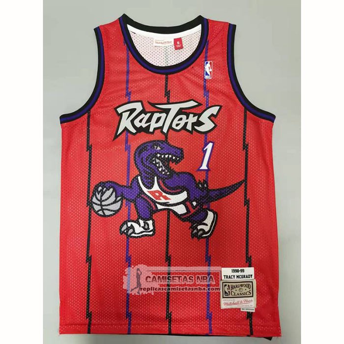 Camiseta Toronto Raptors Tracy McGrady NO 1 Mitchell & Ness 1998-99 Rojo
